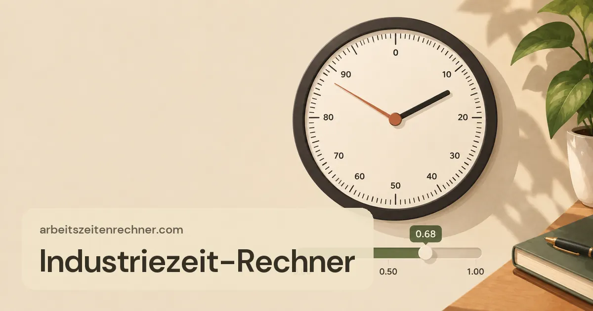 Industriezeit-Rechner – Uhr mit dezimaler Einteilung und Schieberegler für Dezimalstunden
